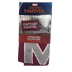 Jay Franco Captain Marvel Reversible Standard Pillowcase 20"x30" With package